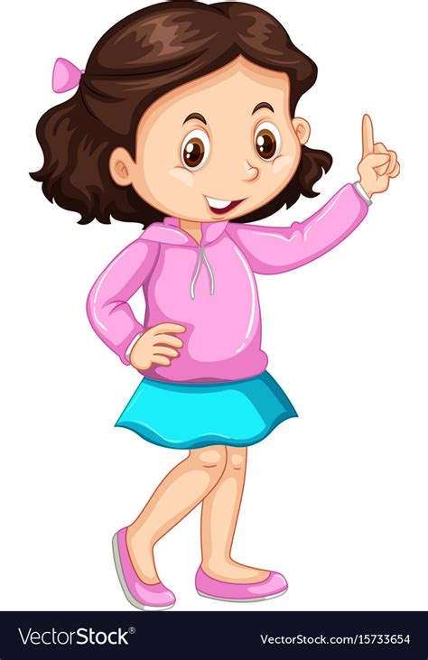 Little Girl Pointing Up Finger Royalty Free Vector Image