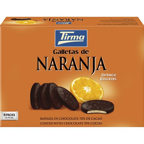 Galletas de naranja bañada en chocolate 70 cacao 6x4 unidades estuche