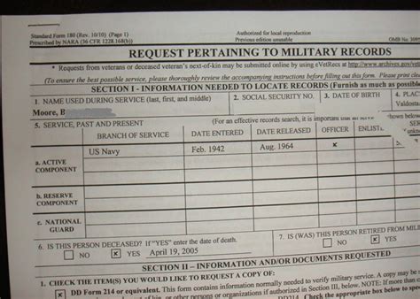 Standard Form 180 Printable