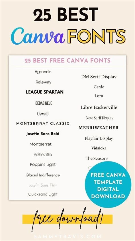 Best Free Fonts Canva Template Sammy Anne Creative Best Fonts