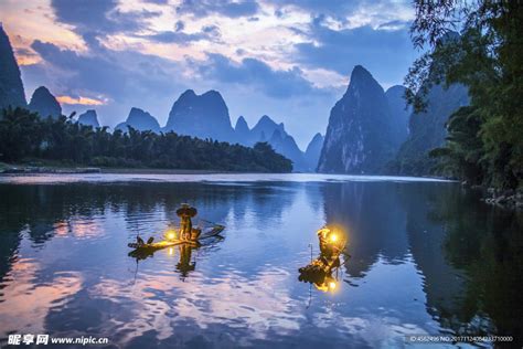 渔船灯火摄影图山水风景自然景观摄影图库昵图网