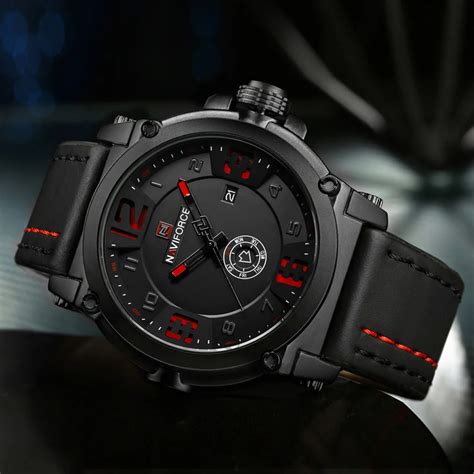 Naviforce Luxury Brand Military Watches Men Quartz Analog 3d Dial Leather Clock Man Sports