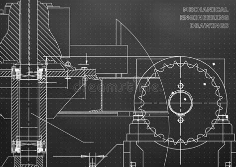 Ilustraciones De Ingeniería Planos Dibujo Mecánico Ilustración Del Vector Ilustración De