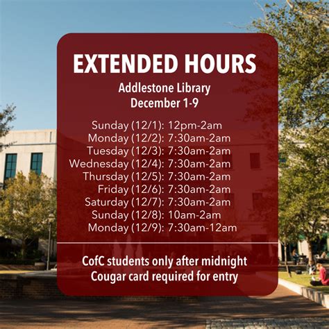 Addlestone Extended Hours College Of Charleston Libraries
