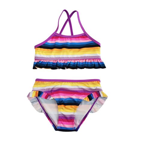 Custom Girl Stripe Printing Bikini Swimwear With Recycle Fabric Supplied By China Swimwear Factory