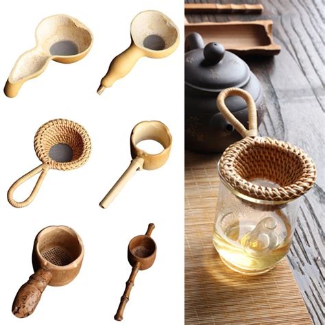 New Tea Strainers Bamboo Rattan Gourd Shaped Tea Leaves Funnel For Tea