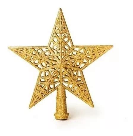 Estrela Ponteira Glitter Para Decora O Arvore De Natal Cm