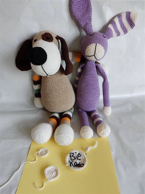 Gehaakte Knuffel Hond Of Konijn Met Naam Gepersonaliseerd Etsy