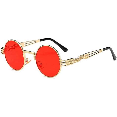 Hippie Sunglasses With Case Retro Classic Circle Lens Round Sunglasses Steampunk Colored Red