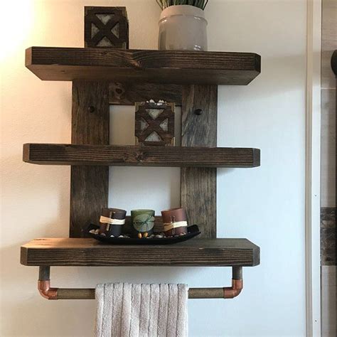 Rustic Bathroom Shelves Estantes De Baño Estante De Toallas Tapones De Madera