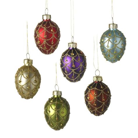 Heaven Sends Opulent Glass Egg Shape Christmas Tree Decorations The