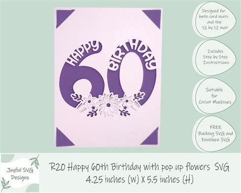 Svg Pop Up 60th Birthday Card Digital Birthday Card Pop Up 60th