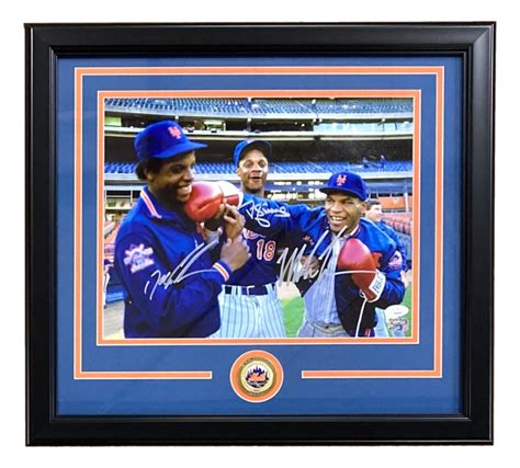 Mike Tyson Doc Gooden Darryl Strawberry Signed X Custom Framed