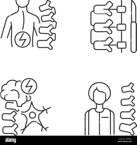 Spinal Column Disorders Linear Icons Set Stock Vector Image Art Alamy