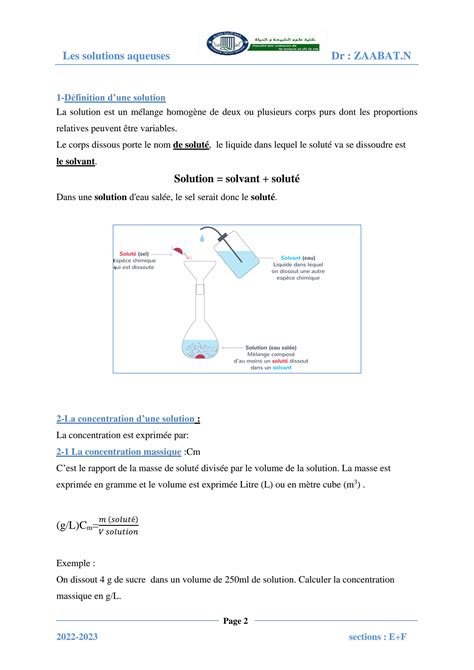 Solution Les Solutions Aqueuses Studypool