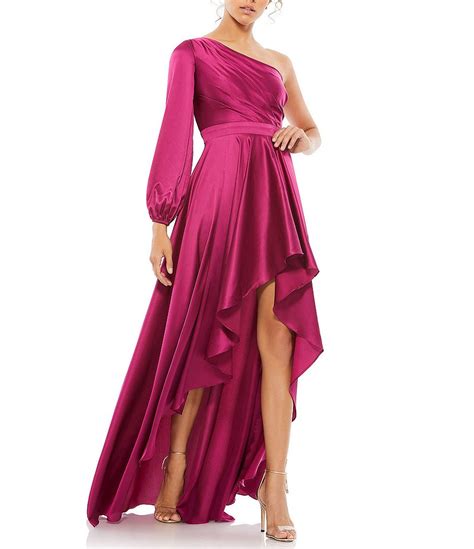 Ieena For Mac Duggal One Shoulder Long Sleeve High Low Asymmetrical