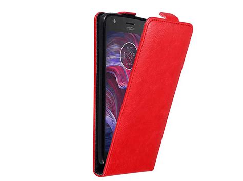 CADORABO Hülle im Flip Style Flip Cover Motorola MOTO X4 APFEL ROT