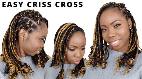 😍how To Criss Cross One Sided Braids Rubber Band Method Amina Hair