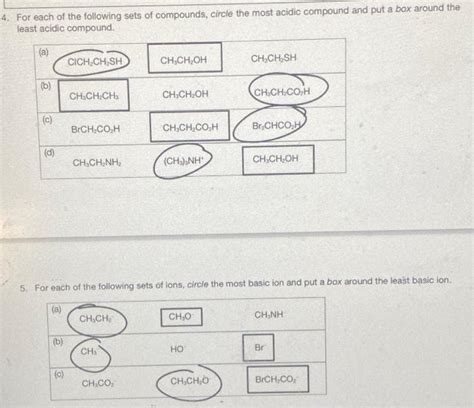 Solved For Each Of The Following Sets Of Compounds Circle Chegg