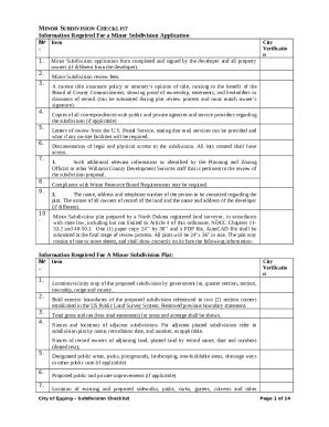 Ination Required For A Minor Subdivision Application Doc Template