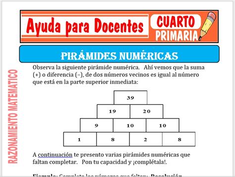 Ejercicios De Piramides Numericas Para Tercero De Primaria Matematica