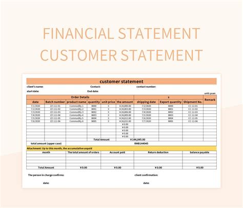 Financial Statement Customer Statement Excel Template And Google Sheets File For Free Download ...