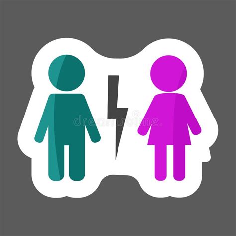 Divorced Couple On Circle Man And Woman Characters Quarrel Symbol Of