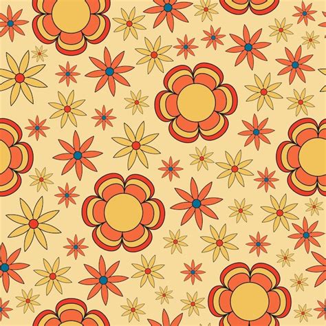 Premium Vector 70s Seamless Vector Pattern With Vintage Groovy