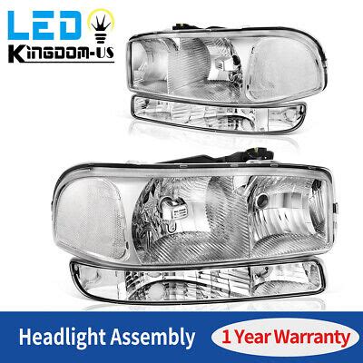 Chrome Clear Headlights Bumper Lamps Pcs Set For Gmc Sierra