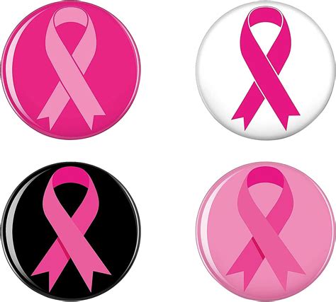 Amazon 4 Pcs Breast Cancer Awareness Button Pins Round Pink Ribbon