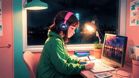 Premium Ai Image Anime Lofi Girl Relaxing Study Session With Chill Vibes