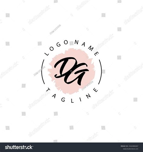 Dg Initial Handwriting Circle Brush Watercolor Stock Vector Royalty