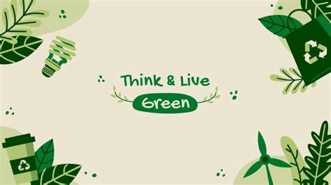 Design for free this Hand-drawn Think & Live Green YouTube Banner template