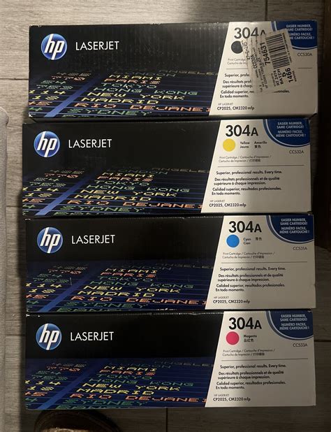 Genuine OEM HP 304A Toner Set Black Cyan Yellow Magenta CC530A CC531A