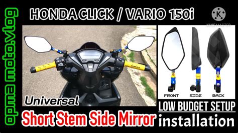 Short Stem Side Mirror For Motorcycle Unboxing Installation Honda