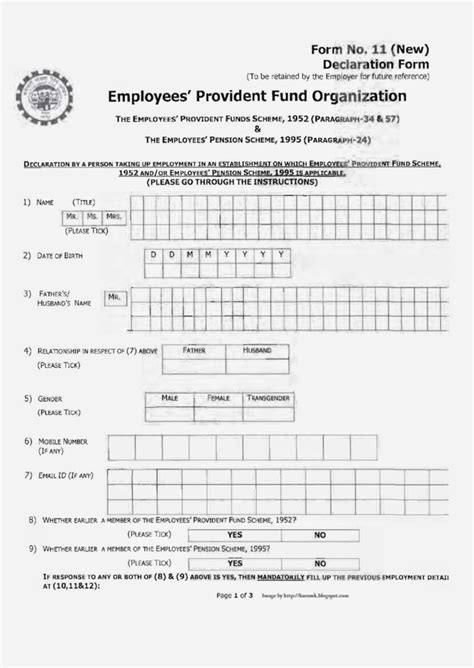 Epfo Introduction Of Declaration Form Form No 11 New Staffnews