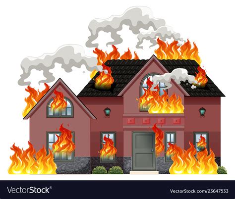 A Modern House On Fire Royalty Free Vector Image