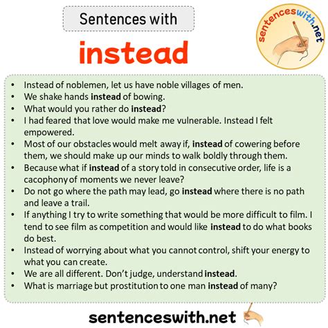 Sentences With Instead Sentences About Instead In English