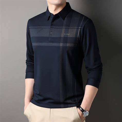 Hint O Plaid Long Sleeve Polo Shirt Blue Xs Celino Long Sleeve