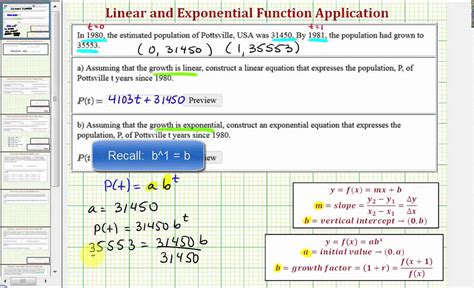 Ex Find A Linear And Exponential Model For Population Growth Youtube