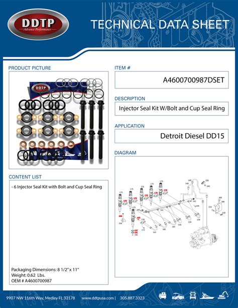 Injector Seal Kit Wbolt And Cup Seal Ring Dd15 Six Pack A4600700987 Ddtp Store Online