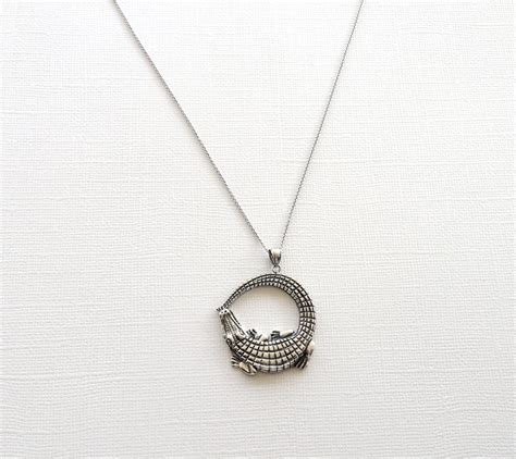 Alligator Necklace In Sterling Silver Crocodile Jewelry