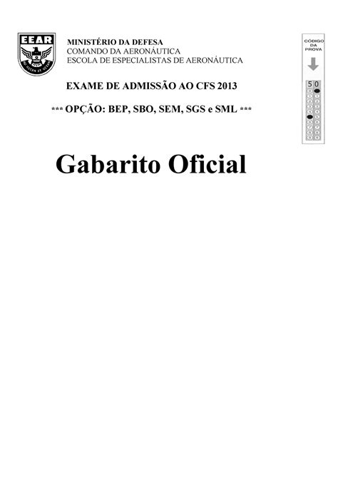 Gabarito de resumo de resistência 132 MINIST DA DEFESA COMANDO DA