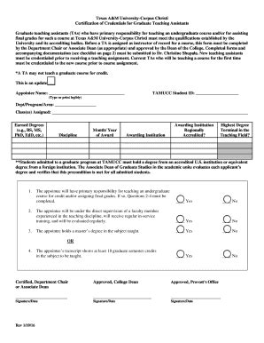 Fillable Online Academicaffairs Tamucc Certification Of Credential S