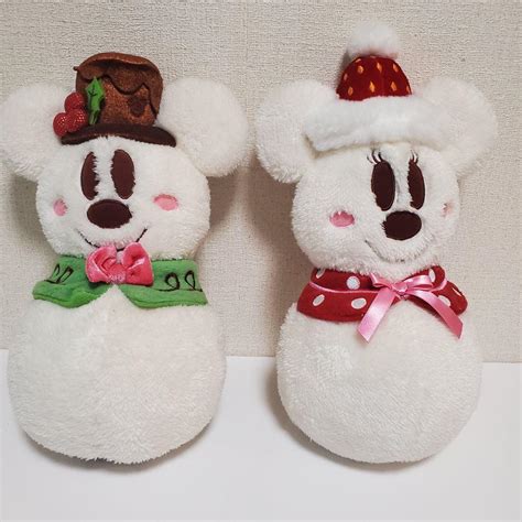 2015クリスマス 雪だるまミッキーマウスandミニーマウス ぬいぐるみ メルカリ