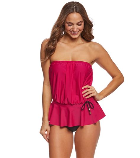 Maxine Solid Tricot Peplum One Piece Swimsuit At Free