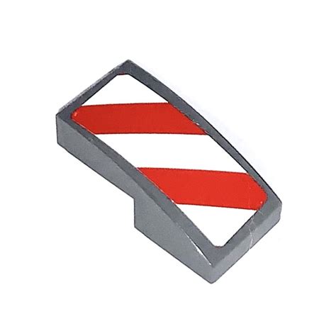 Lego Dark Stone Gray Slope X Curved With Hazard Stripes Right