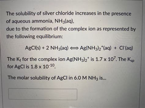 Answered The Solubility Of Silver Chloride Bartleby