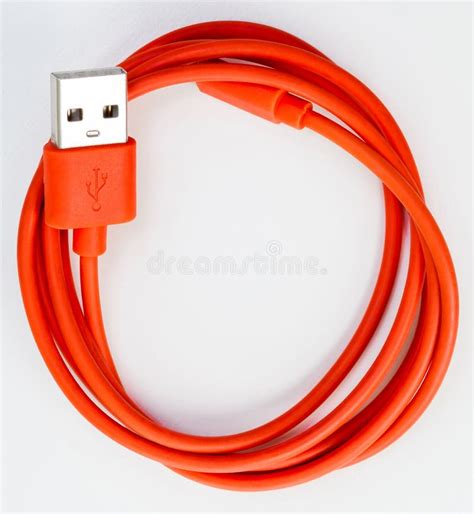 Red Usb Cable Isolated On White Background Stock Photo Image Of