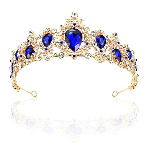 FERCAISH Vintage Strass Kristall Krone Royal Crystal Tiara Blaue